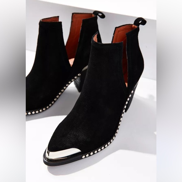 Jeffrey Campbell Optimum ST Black Oiled Silver Suede Studded Boots 9 - Picture 2 of 11